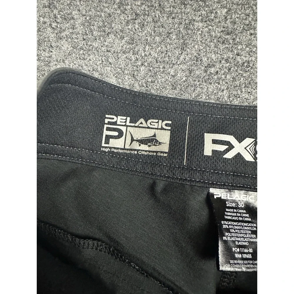 Pelagic Board Shorts Mens 30 Gray Black FX90 Tactical Fishing Pockets Stretch
